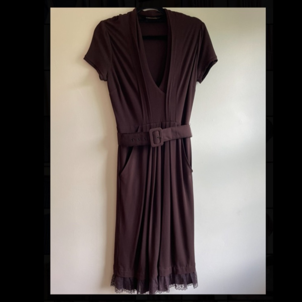 BCBG Brown Belted Dress